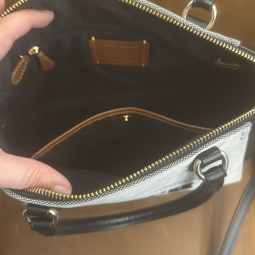 Coach Black and Gray Canvas Satchel with Gold Hardware - Picture 2 of 4